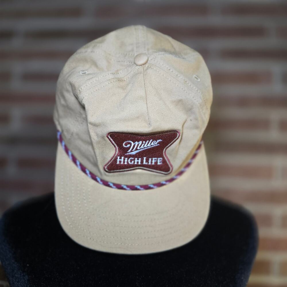 Mad Engine Miller High Life Beer Tan Vintage Style Rope Snapback Trucker Hat Cap